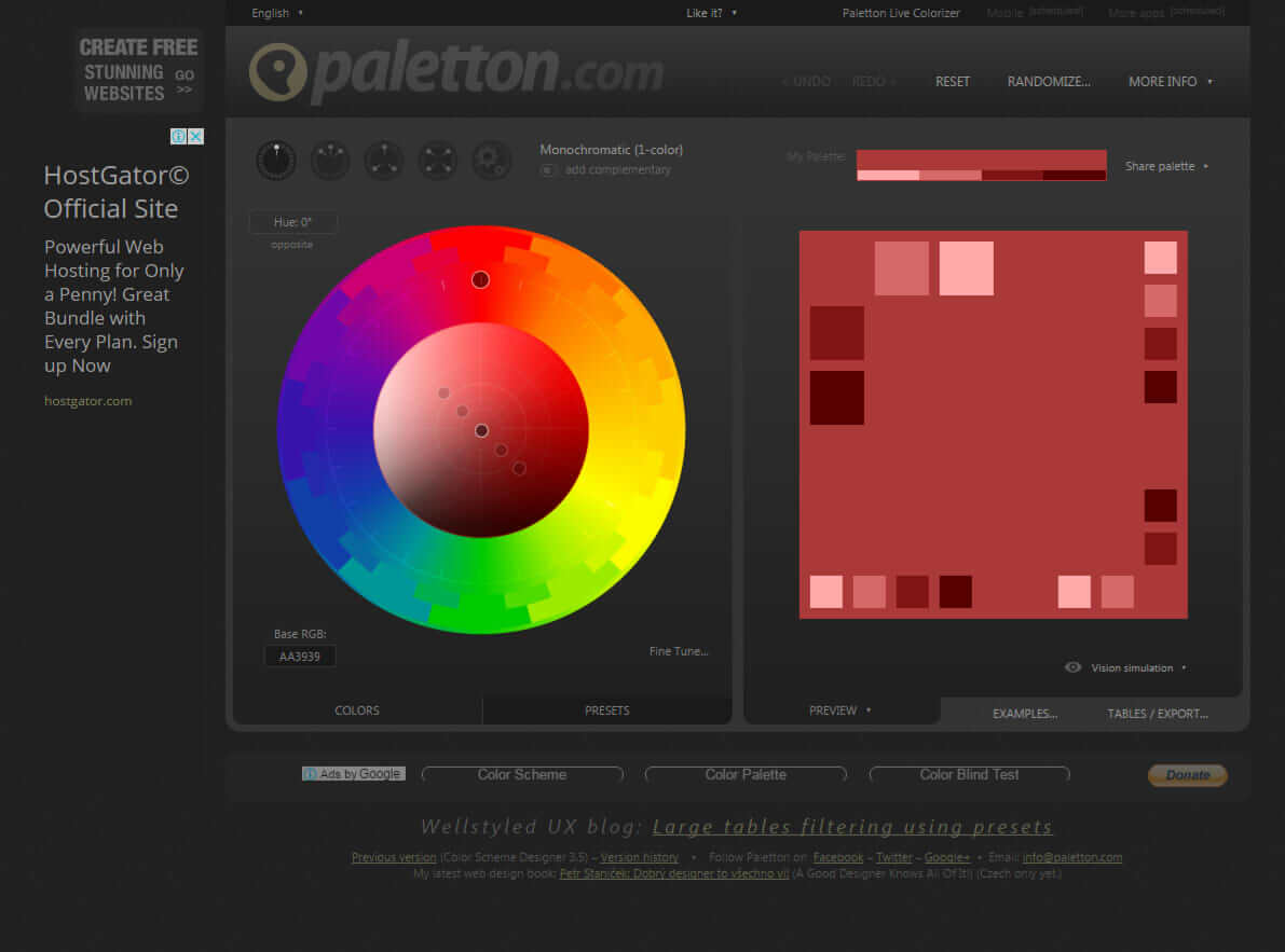 簡単な操作で直感的に色を組み合わせることができるPaletton